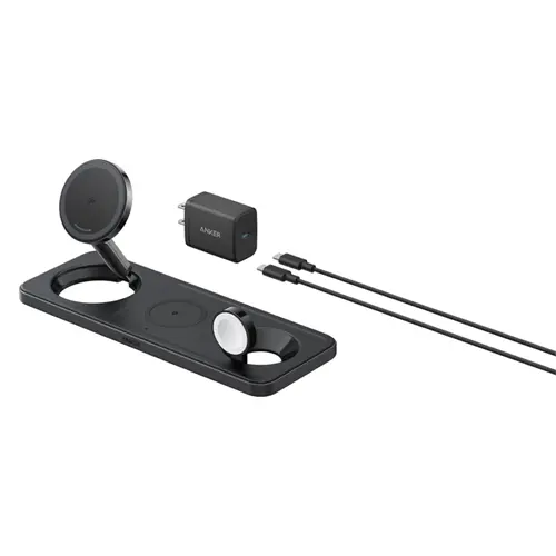 شارژر رومیزی انکر مدل MagGo Wireless Charging به همراه شارژر دیواری 40 وات انکر و کابل USB C به طول 1.5 متر (2) TWJW7k